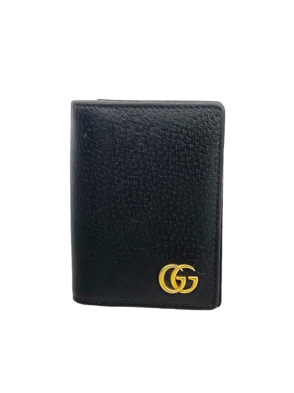 Gucci Card Case GG Marmont Leather Black Gold
